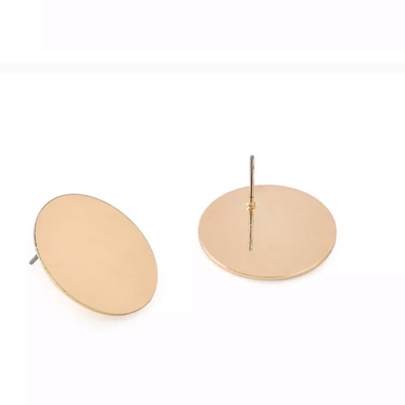 Anthropologie Gold mirrored circle HOOPS EARRINGS - Picture 2 of 3